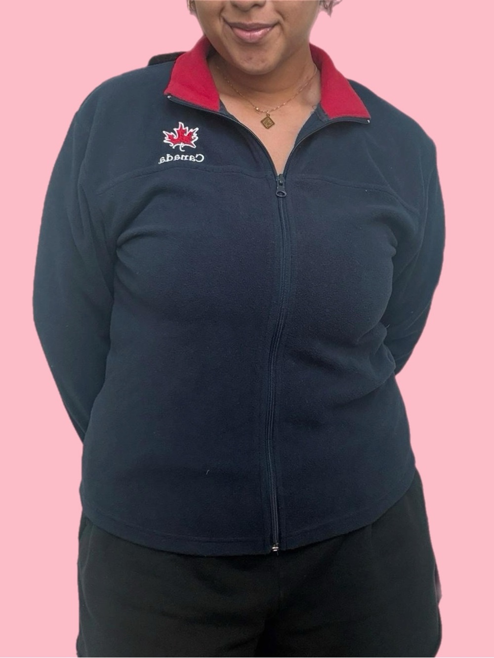 due north canada fleece full-zip - navy & red